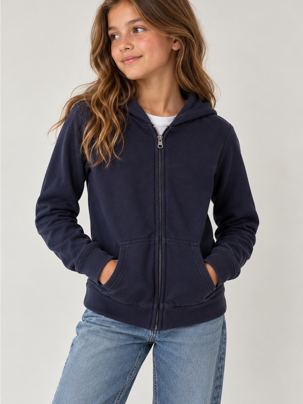 Hanna Andersson Navy Blue Full Zip Hoodie Sweatshirt Kids Size 12